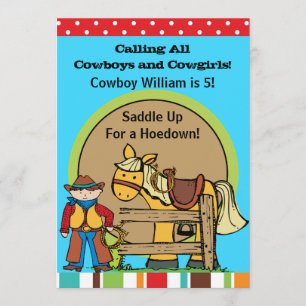 Western födelsedag för beställnings- CowboyHoedown Inbjudningar