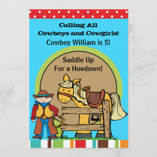 Western födelsedag för beställnings- CowboyHoedown Inbjudningar