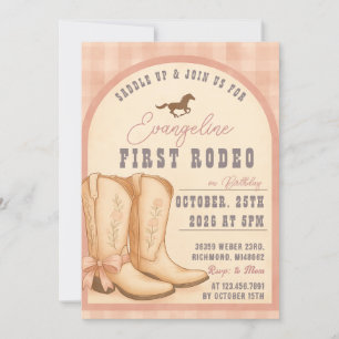 Western födelsedag för Rosa Cowgirl Rodeo Inbjudningar