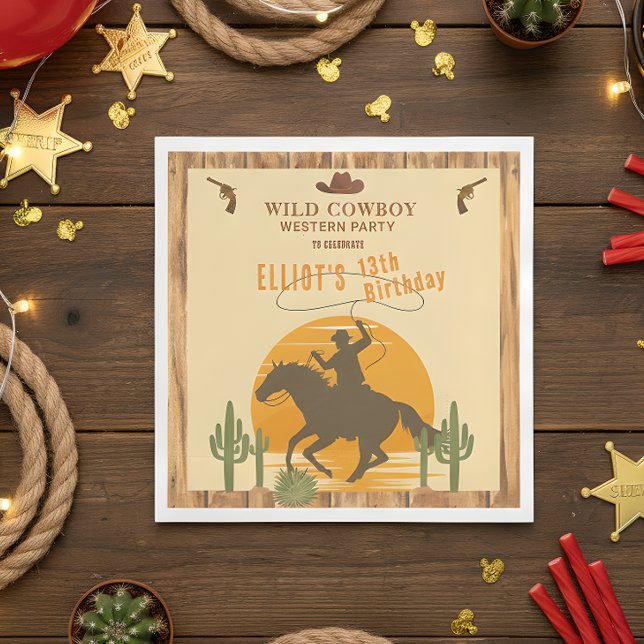 western födelsedag för vild cowboy pappersservett (Skapare uppladdad)