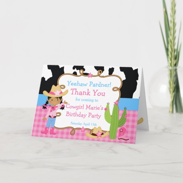 Western Födelsedagsfest för afrikansk cowgirl Tack Kort (Framsida)