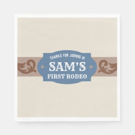 Western Födelsedagsfest för barn i Rodeo Blue/Brow Pappersservett