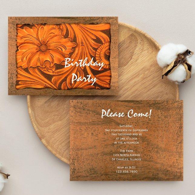 Western Födelsedagsfest för häst med sadelhätta Inbjudningar (Skapare uppladdad)