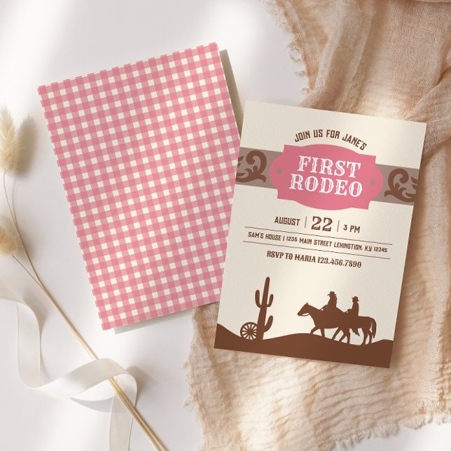 Western Födelsedagsfest för Rosa i Kids FI Rodeo Inbjudningar (Skapare uppladdad)
