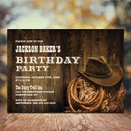 Western Födelsedagsfest för Rustic Wood i åldern Inbjudningar