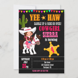 Western födelsedagsfest på Cowgirl-födelsedagsinbj Inbjudningar