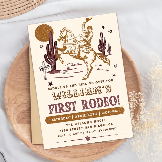 Western födelsedagsinbjudan till Cowboy First Rode Inbjudningar (Skapare uppladdad)