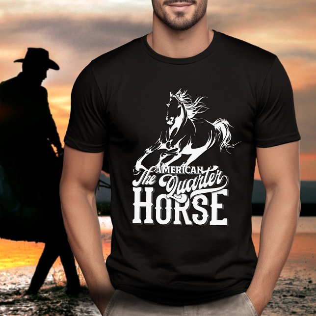 Western för amerikansk kvartershäst Cowboy vilda w T Shirt (American quarter horse design. Cowboy, wild west, western graphic design, running horse.)