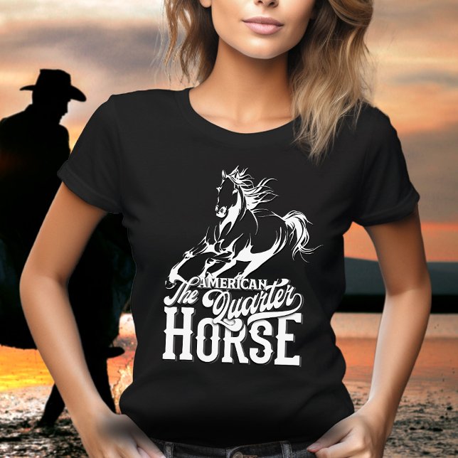 Western för amerikansk kvartershäst t shirt (American quarter horse design. Cowgirl, wild west, western graphic design, running horse.)