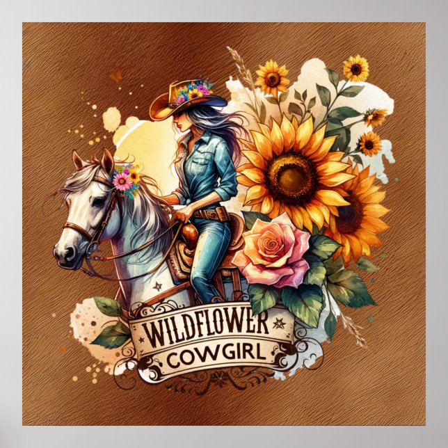 Western för Cute Wilcocowgirl Poster (Framsidan)