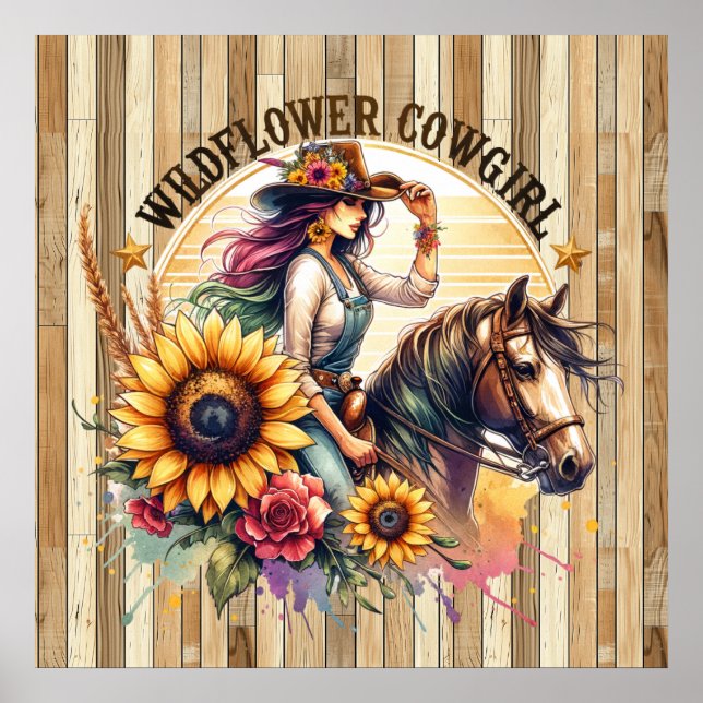 Western för Cute Wilcocowgirl Poster (Framsidan)