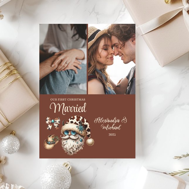 Western första jul, gift 2 foto julkort (Skapare uppladdad)