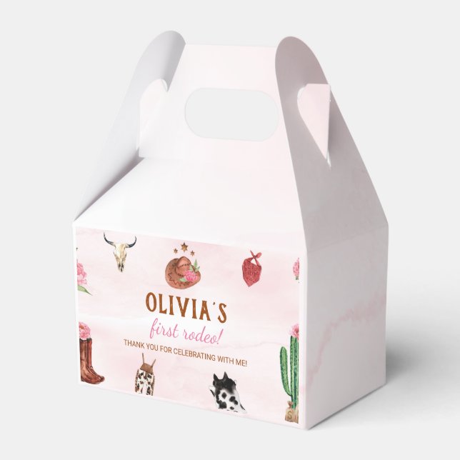 Western första rodeo Cowgirl Birthday-favoritruta Presentaskar (Framsidan Sidan)