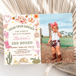 Western fotoinbjudan till Cowgirl Rodeo Birthday Inbjudningar