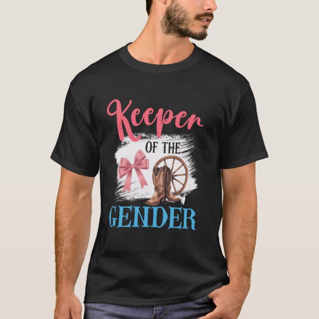 Western Funny Boots Bow Keeper of Gender Reveal Ba T Shirt (Framsida)