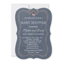 Western gammal Denim Horseshoes BABY SHOWER Inbjud