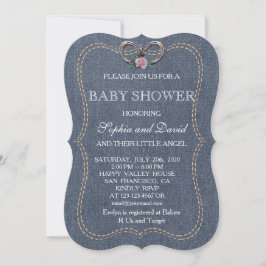 Western gammal Denim Horseshoes BABY SHOWER Inbjud Inbjudningar