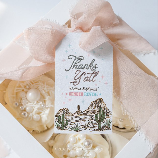 Western Gender Reveal Cowboy eller Cowgirl Presentetikett (Skapare uppladdad)