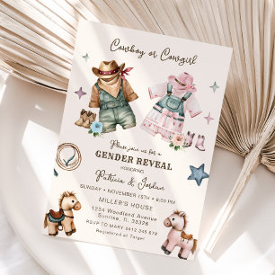 Western Gender Reveal Cowgirl eller Cowboy Inbjudningar