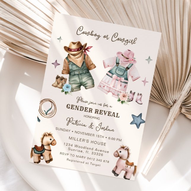 Western Gender Reveal Cowgirl eller Cowboy Inbjudningar (Skapare uppladdad)