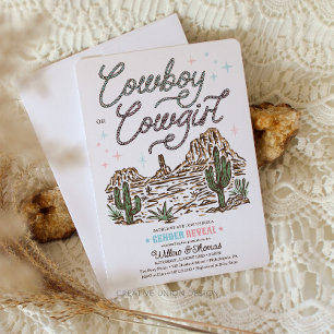 Western Gender Reveal Shower Cowboy eller Cowgirl Inbjudningar