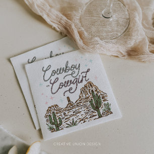 Western Gender Reveal Shower Cowboy eller Cowgirl Pappersservett