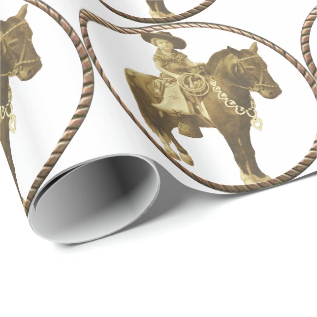 Western Gift Wrapping Papper Vintage Cowgirl Presentpapper (Rullad Hörn)