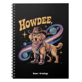 Western Golden Retriever Funny Cowboy Space Dog  Anteckningsbok