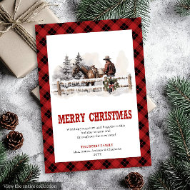 Western greeting card red black festive look julkort