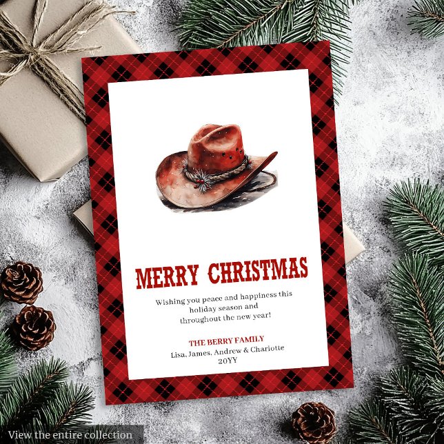 Western greeting card rustic buffalo tartan julkort (Western greeting card rustic buffalo tartan

)