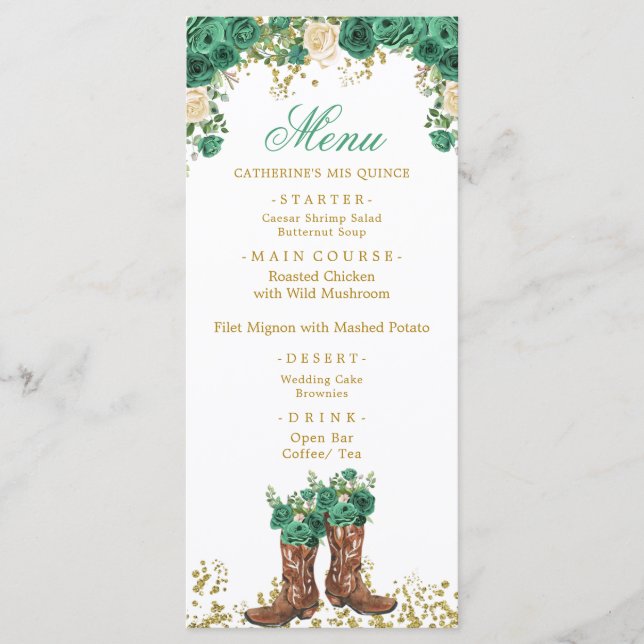 Western Grönt Hunter Charra Mis Quince Menu Meny (Framsida)