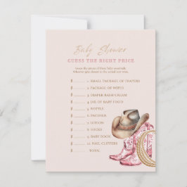  Western Guess the Price Baby Shower Game card Inbjudningar