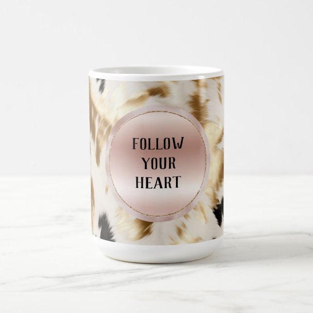 Western Guld Svartvit Cream Cowhide Kaffemugg (Center)