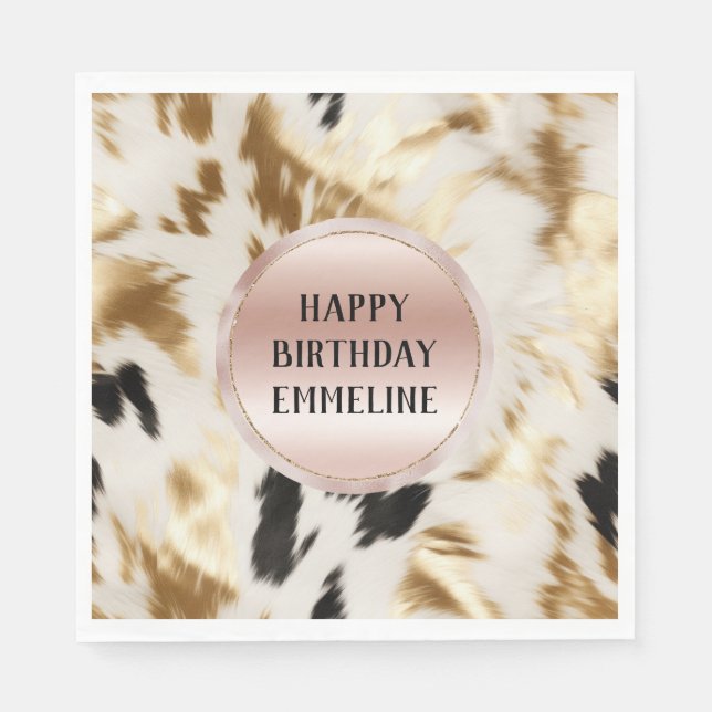 Western Guld Svartvit Cream Cowhide Pappersservett (Framsidan)