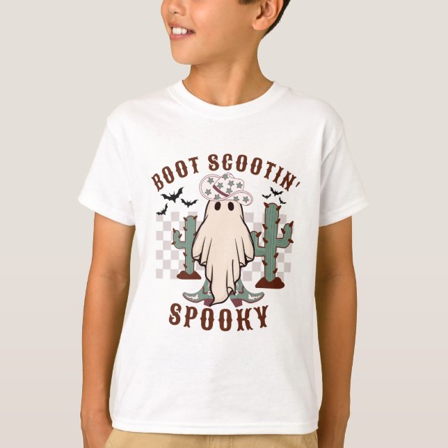 Western Halloween Boot Scootin Spooky T Shirt (Framsida)