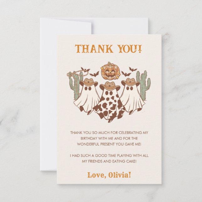 Western Halloween CowboyFödelsedagsfest Tack Kort (Framsida)