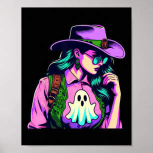 Western Halloween-cowgirl med Ghost pop Art Poster