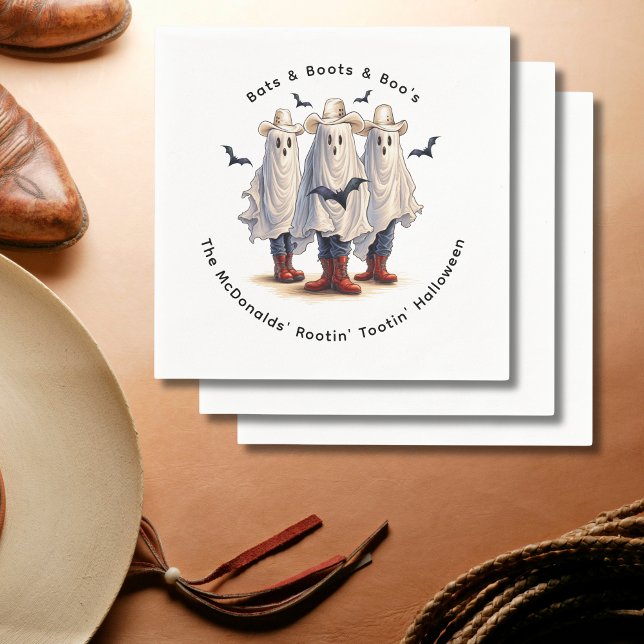 Western Halloween Funny Ghost Cowboys Anpassningsb Pappersservett (Personalize with your own text.  See collection for matching items)