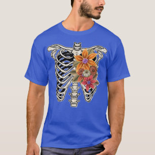 Western Halloween Skeleton Blommigt Graphic Costum T Shirt