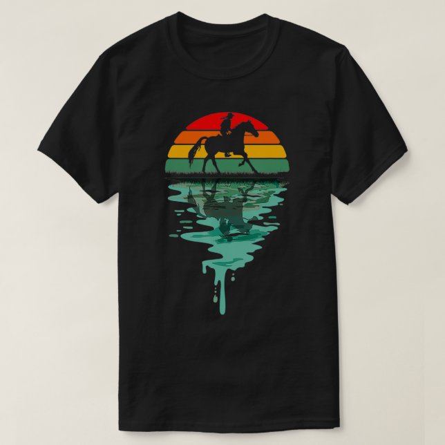 Western Halter Horse Retro Sol Stil T Shirt (Design framsida)