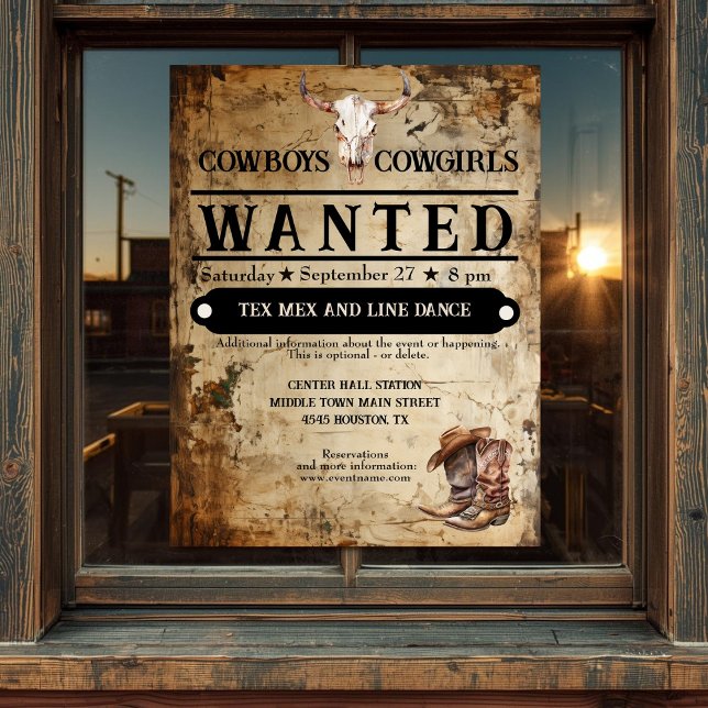 Western händelseflygare reklamblad (Western rustic event flyer)