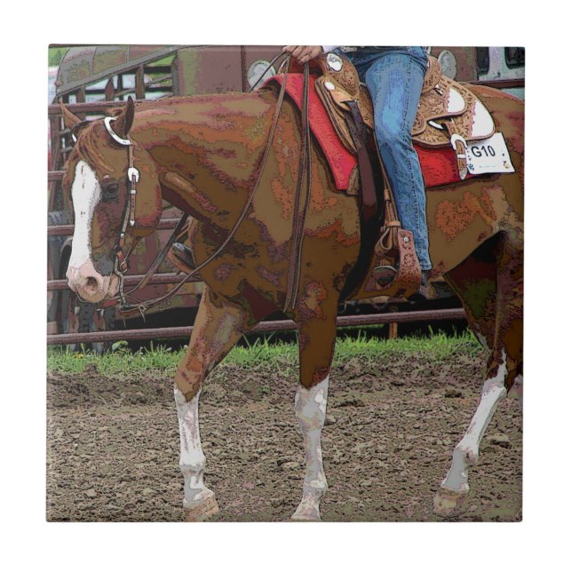 Western Häst Karikatyr Effekt Kakelplatta (Framsidan)