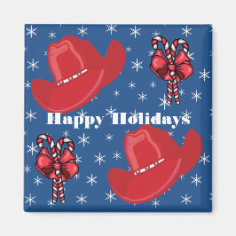 Western Helgdag Cowboy Hat med Polkagrisar Magnet