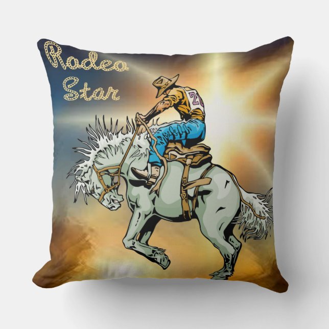 Western Hem Dekor Pillow Cowboy Bronc Rider Kudde (Framsida)
