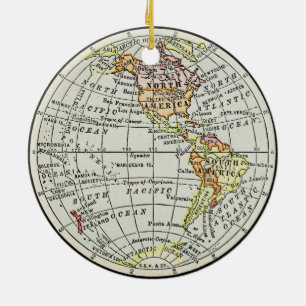 Western Hemisphere Karta Globe Travel Art Julgransprydnad Keramik