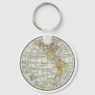 Western Hemisphere Karta Globe Travel Art Nyckelring