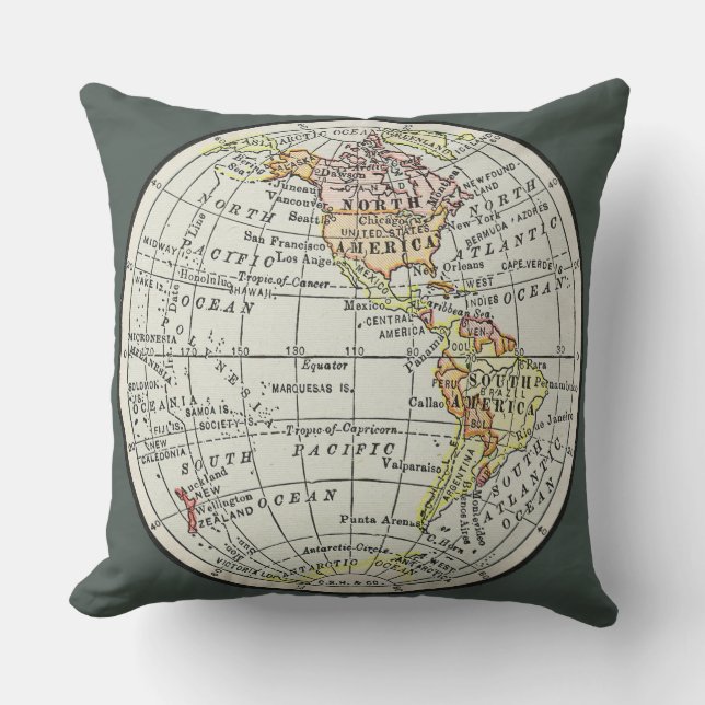 Western Hemisphere Karta Globe Travel Kudde (Framsida)