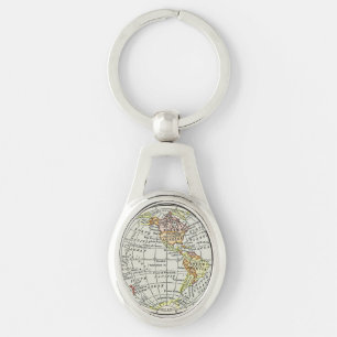 Western Hemisphere Karta Globe Travel Ovalt Silverfärgad Nyckelring