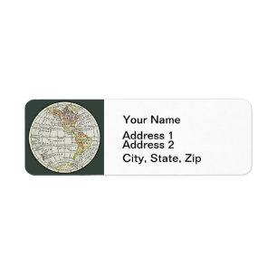 Western Hemisphere Karta Globe Travel Returadress Etikett