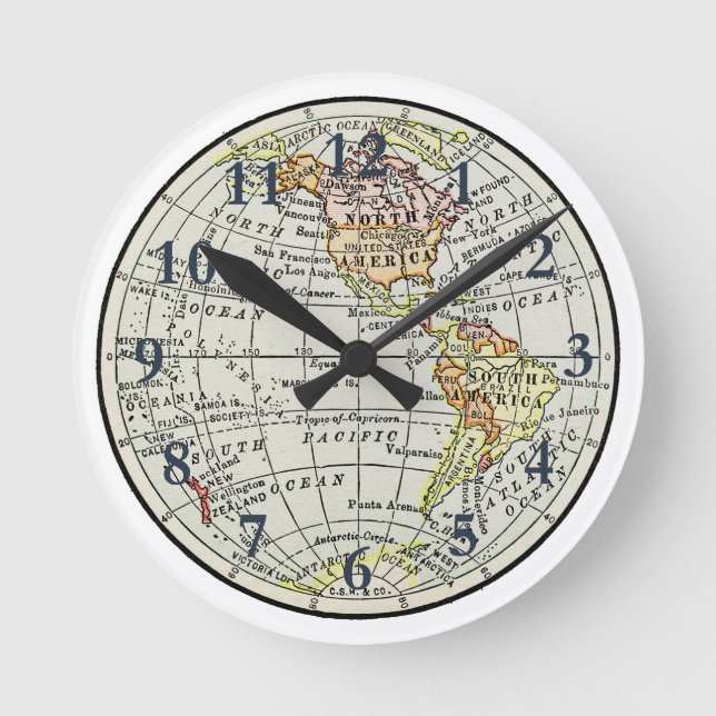 Western Hemisphere Karta Globe Travel Rund Klocka (Framsida)